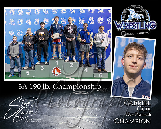 3A Wrestling Memory Mate Gabriel Cox 190 Champion