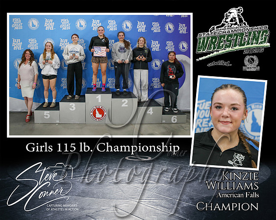 Girls 115lb Champion - Kinzie Williams - American Falls