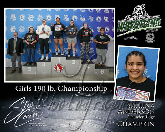 Girls 190lb Champion - Shauna Anderson - Thunder Ridge.