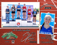2026 5A Girls Javelin Champion - Hallie Spackman - Preston