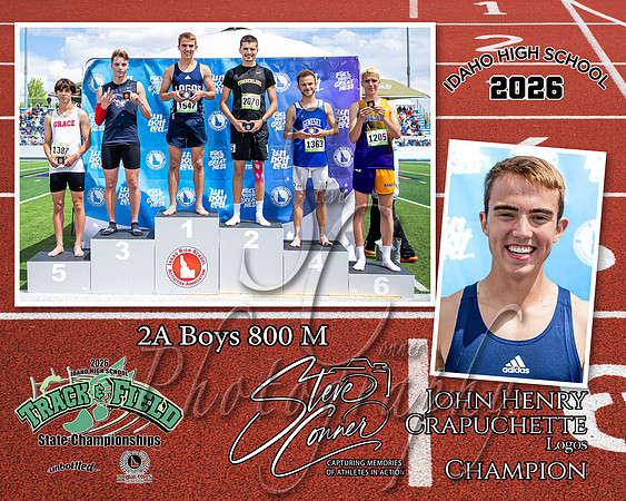 2026 2A Boys State 800 M Champion - John Henry Crapuchette - Logos