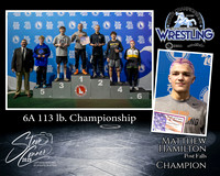 6A Wrestling Memory Mate Matthew Hamilton 113 Champion