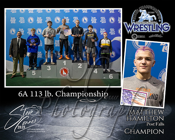 6A Wrestling Memory Mate Matthew Hamilton 113 Champion