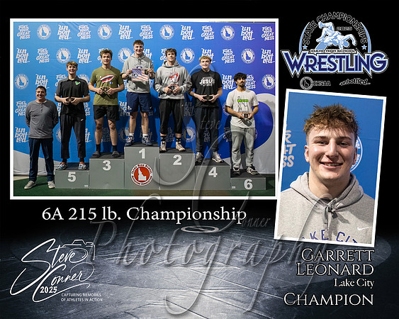 6A Wrestling Memory Mate Garrett Leonard 215 Champion