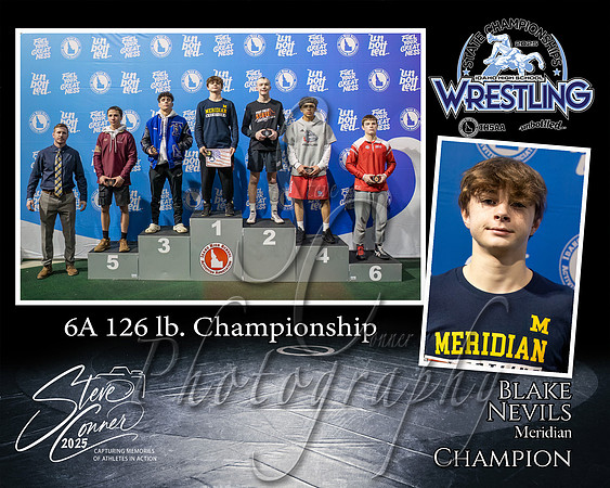 6A Wrestling Memory Mate Blake Nevils 126 Champion