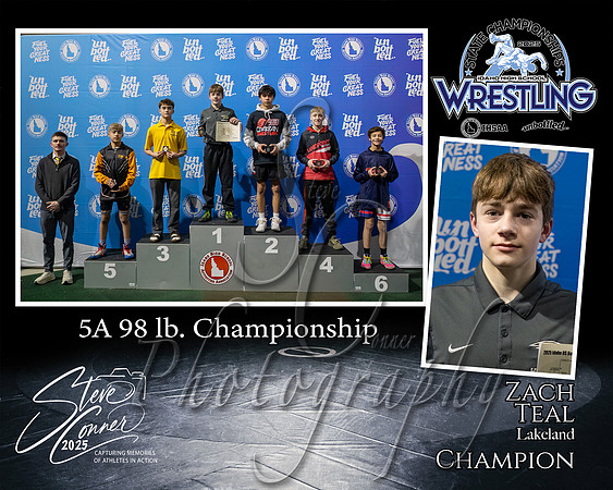 5A Wrestling Memory Mate Zach Teal 98 Champion