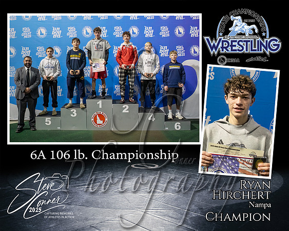 6A Wrestling Memory Mate Ryan Hirchert 106 Champion
