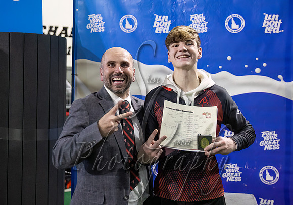 3A 132lb Champion - Nathan Gugelman II & Coach - American Falls