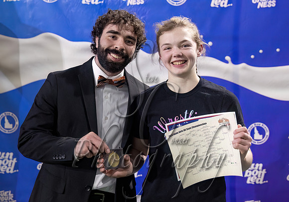 Girls 120lb Champion Olivia Bezdicek & Coach - Jerome