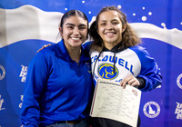 Girls 107lb Champion - Nia Avelino & Coach - Caldwell