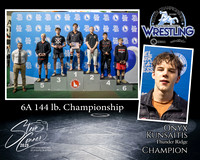 6A Wrestling Memory Mate Onyx Kunsaitis 144 Champion