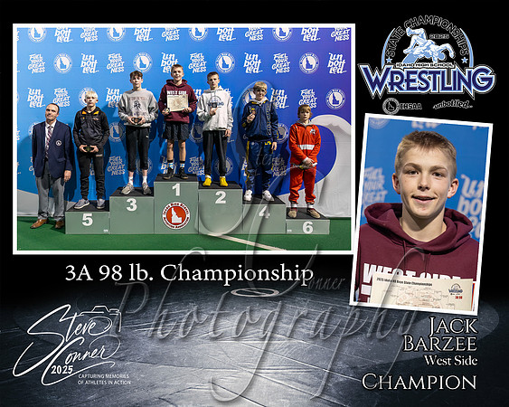 3A Wrestling Memory Mate Jack Barzee 98 Champion