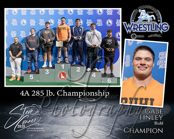 4A Wrestling Memory Mate Gabe Finley 285 Champion